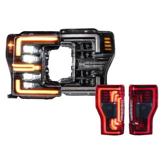 Morimoto® - XB™ Driver and Passenger Side Gloss Black DRL Bar Projector LED Headlight Kits with Red Tail Lights