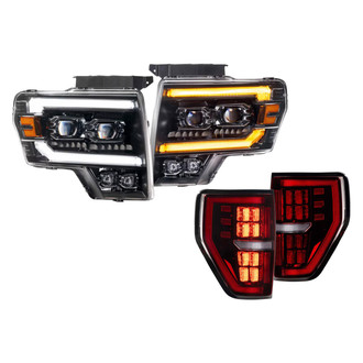 Morimoto® - XB™ Evo Driver and Passenger Side Black Sequential DRL Bar Projector LED Headlight Kits with Red Tail Lights