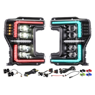 Morimoto® - XRGB™ Evo Driver and Passenger Side Black Projector LED Headlights with LED RGB DRL and Sequential Turn Signal