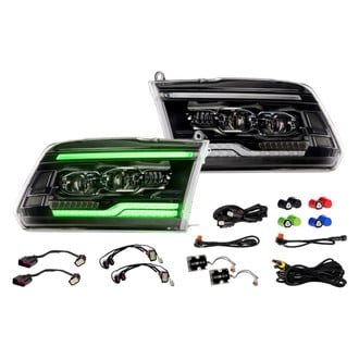 Morimoto® - XRGB™ Evo Driver and Passenger Side Black Projector LED Headlights with LED RGB DRL and Sequential Turn Signal