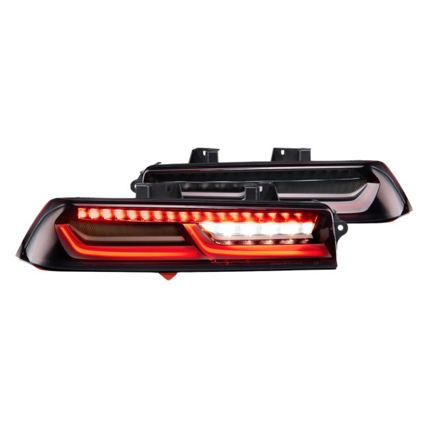 Morimoto® - XB™ Black/Red Sequential Fiber Optic LED Tail Lights, Chevy Camaro