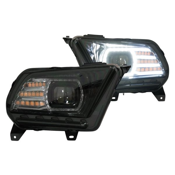 Morimoto® - XB™ Black Halo Projector LED Headlights with Sequential Turn Signal, Ford Mustang