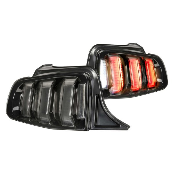 Morimoto® - XB™ Black/Red Fiber Optic LED Tail Lights, Ford Mustang