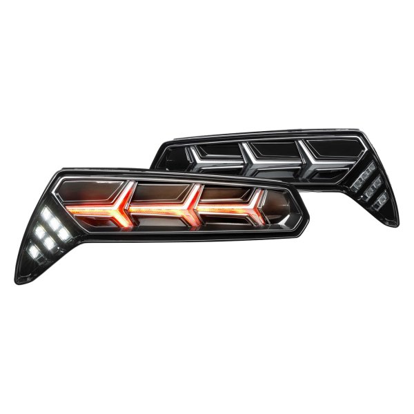 Morimoto® - XB™ Black/Red Sequential Fiber Optic LED Tail Lights, Chevy Corvette