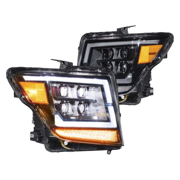Morimoto® - XB™ Black DRL Bar Projector LED Headlights with Sequential Turn Signal, Nissan Titan