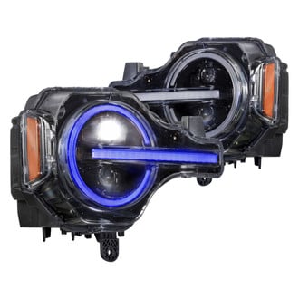 Morimoto® LF496 - XRGB Driver and Passenger Side Gloss Black Projector LED Headlights with Sequential Colorshift Halo and DRL
