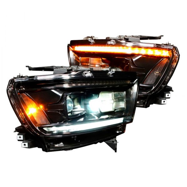 Morimoto® - XB™ Gloss Black DRL Bar Projector LED Headlights with Sequential Turn Signal, Ram 1500