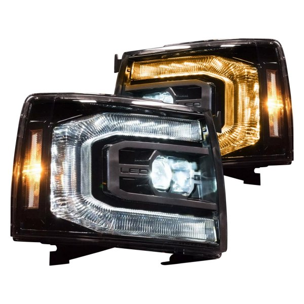 Morimoto® - XB™ Gloss Black Projector LED Headlights with Sequential DRL, Chevy Silverado