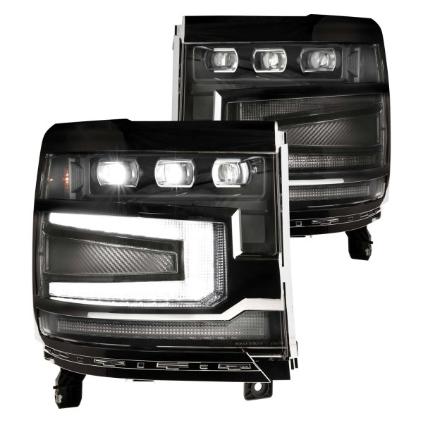 Morimoto® - XB™ Black DRL Bar Projector LED Headlights with Sequential Turn Signal, Chevy Silverado