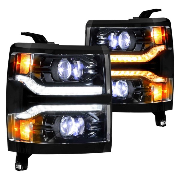Morimoto® - XB™ Gloss Black Sequential DRL Bar Projector LED Headlights, Chevy Silverado