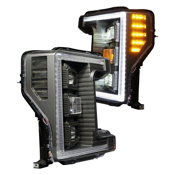 Morimoto® - XB™ Hybrid Black DRL Bar Projector LED Headlights, Ford Super Duty