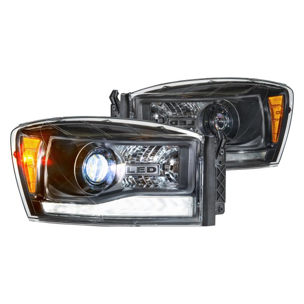 Morimoto® - XB™ Hybrid Black DRL Bar Projector LED Headlights, Dodge Ram