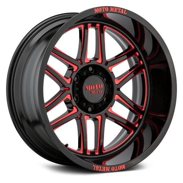 MOTO METAL® - MO992 FOLSOM Gloss Black Milled with Red Tint