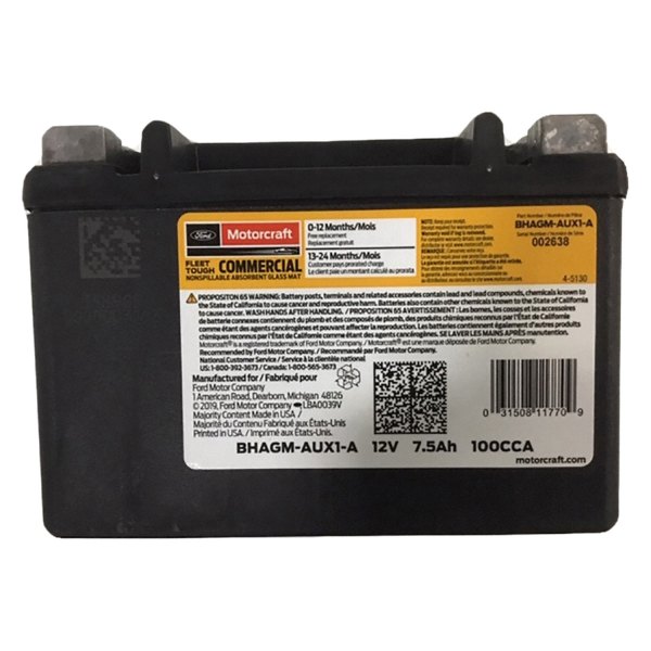 Motorcraft® - Fleet Touch™ Commercial Series 12-Volt Auxiliary AGM Battery