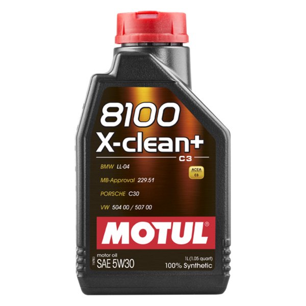 Motul USA® - 8100 X-Clean+™ SAE 5W-30 Full Synthetic Motor Oil, 1 Liter (1.06 Quarts)