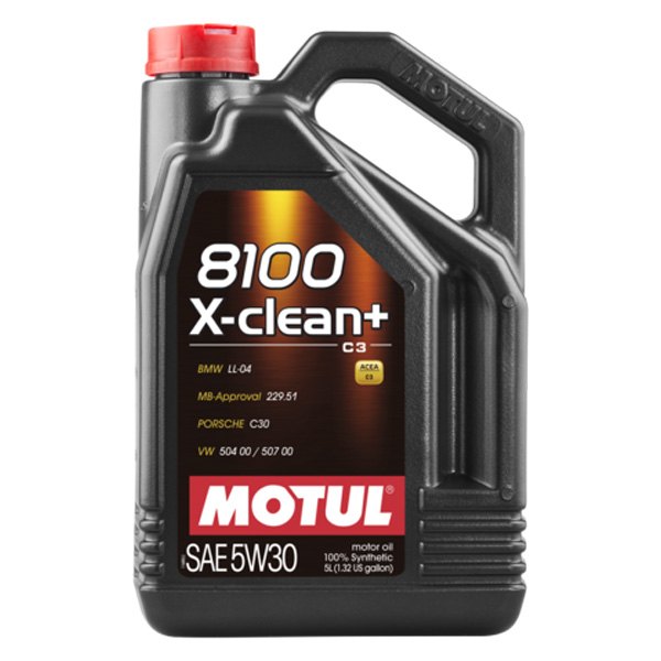Motul USA® - 8100 X-Clean+™ SAE 5W-30 Full Synthetic Motor Oil, 5 Liters (5.28 Quarts)