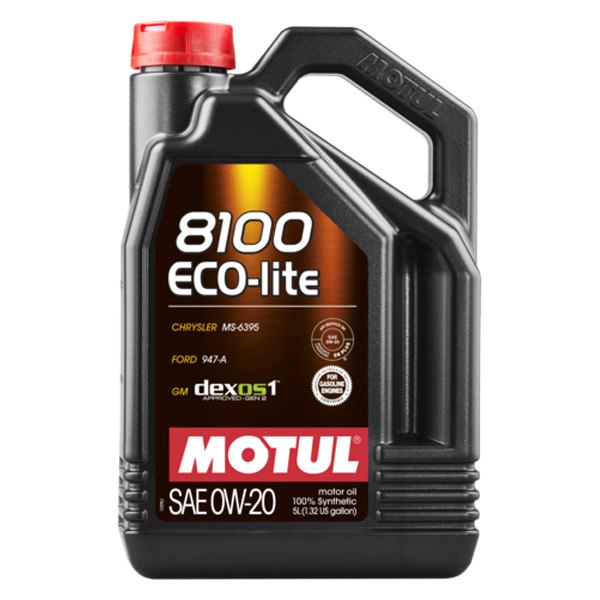 Motul USA® - 8100 Eco-Lite™ SAE 0W-20 Synthetic Motor Oil, 5 Liters (5.28 Quarts)