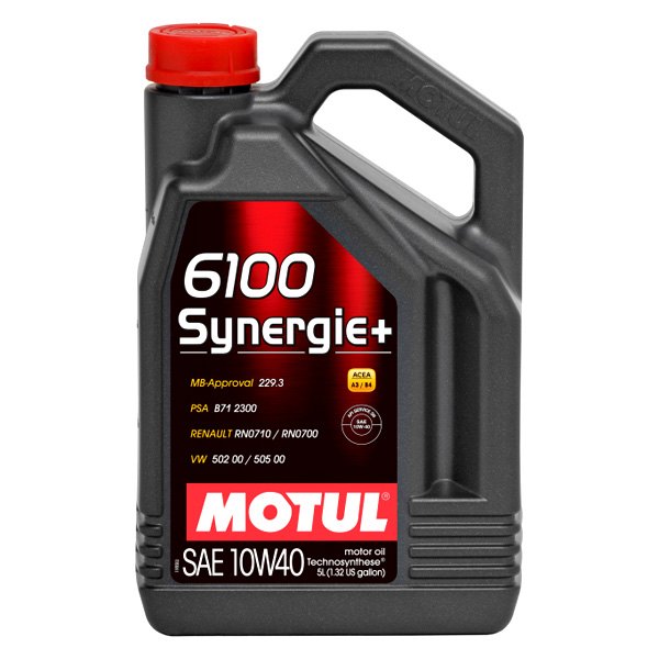 Motul USA® - 6100 Synergie+ Technosynthese® SAE 10W-40 Synthetic Blend Motor Oil, 5 Liters (5.28 Quarts)