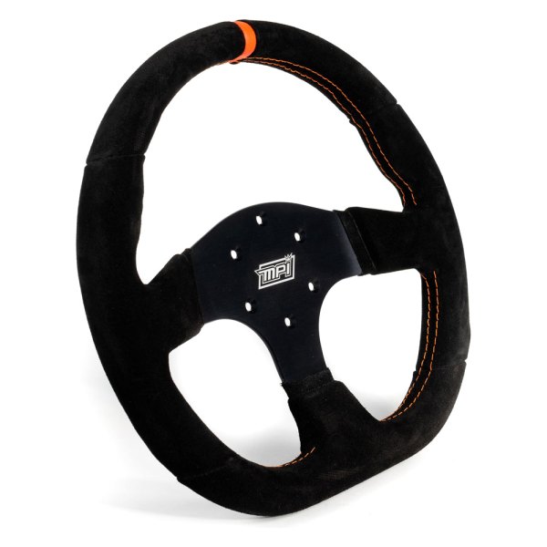 MPI® - D-Shape Touring Black Suede Steering Wheel with Orange Center Mark