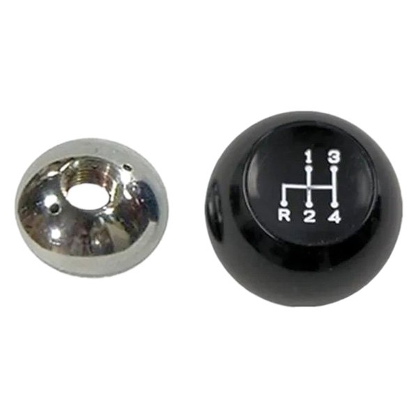 Mr. Mustang® - 4-Speed Pattern Black Shift Knob with Chrome Base