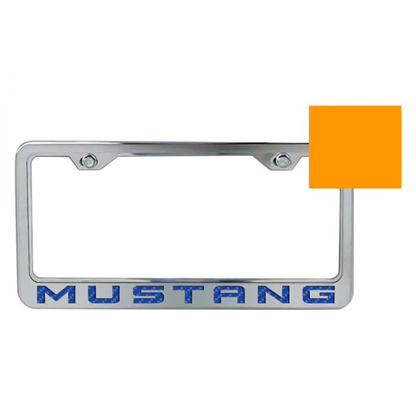 Mr. Mustang® MA24070 Brushed License Plate Frame with Orange Fury