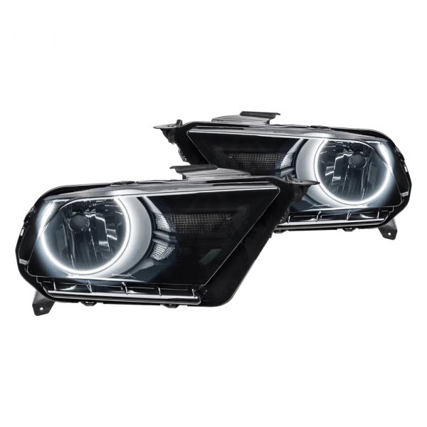 Mr. Mustang® - Oracle Lighting™ Black/Smoke Crystal Headlights with White SMD LED Halos Preinstalled