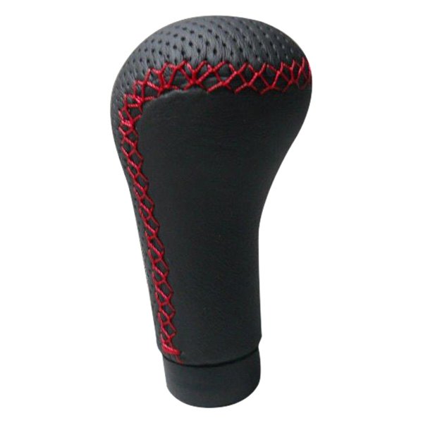 Nardi® - Prestige Style Perforated/Smooth Black Leather Shift Knob with Red Stitching