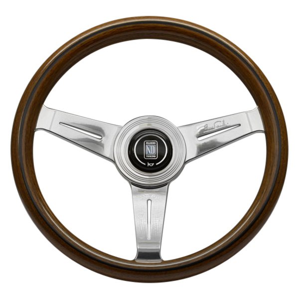 Nardi® - 3-Spoke ND Classic Wood Steering Wheel with Polished Spokes and Nardi Logo