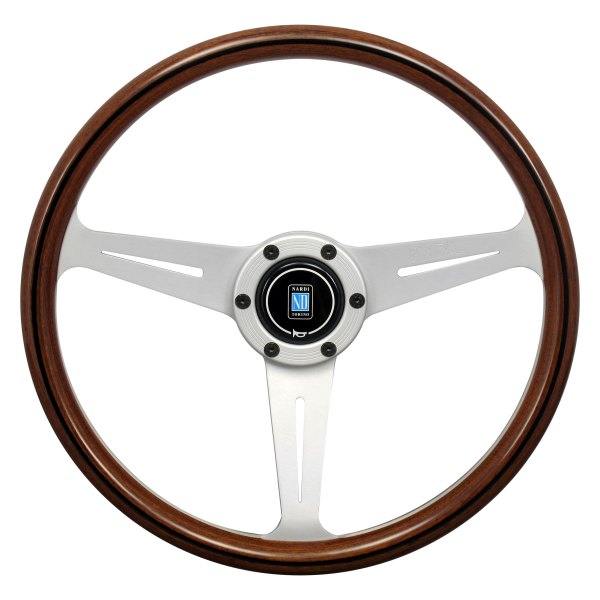 Nardi® - 3-Spoke Classic Wood Series Steering Wheel with Trim Ring Screws at Sight and White Spokes