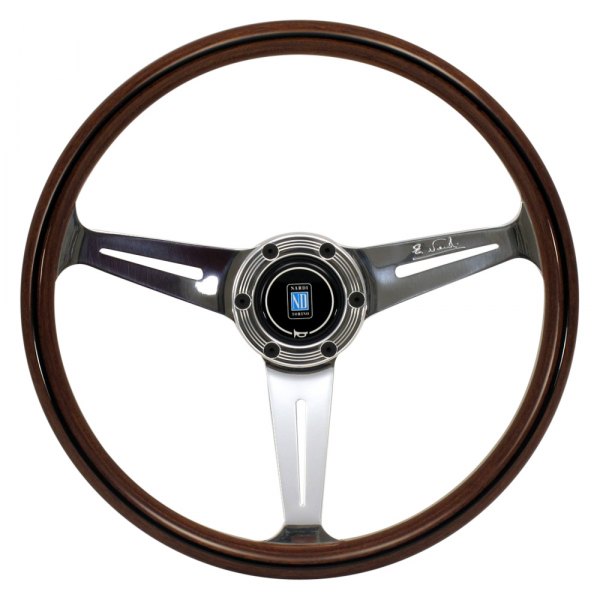 Nardi® - 3-Spoke Classic Wood Series Steering Wheel with Trim Ring Screws at Sight and Polished Spokes