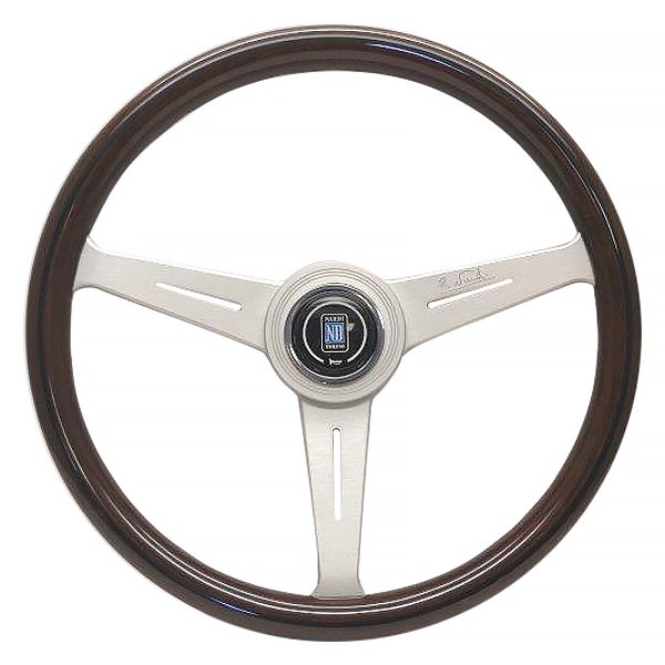 Nardi® - 3-Spoke ND Classic Wood Steering Wheel with White Spokes and Nardi Logo