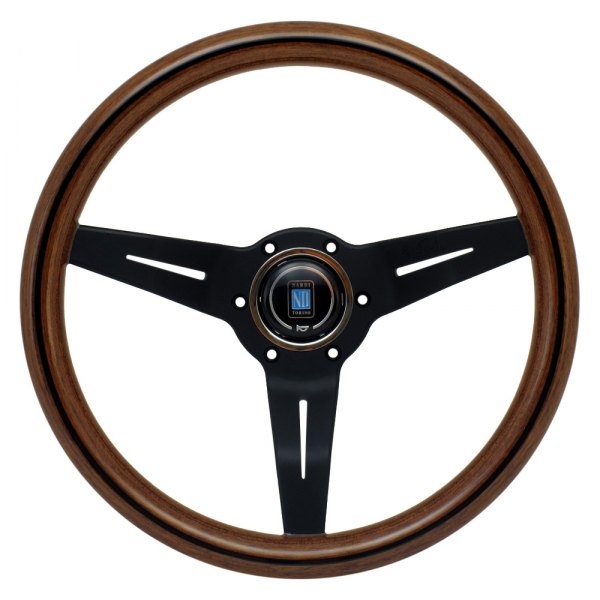 Nardi® - 3-Spoke Deep Corn Wood Steering Wheel with Black Spokes and Nardi Logo