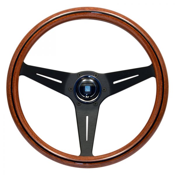 Nardi® - 3-Spoke Deep Corn Wood Steering Wheel with Black Spokes and Nardi Logo