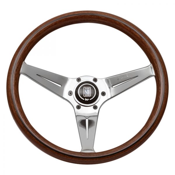 Nardi® - 3-Spoke Deep Corn Wood Steering Wheel with Polished Spokes and Nardi Logo