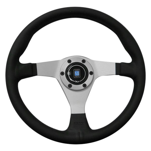 Nardi® - 3-Spoke Gara Series Leather Black Steering Wheel with White Spokes