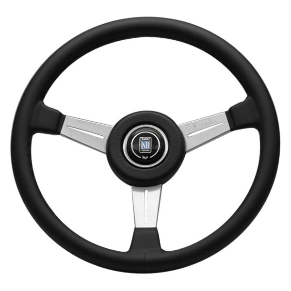 Nardi® - 3-Spoke ND Classic Series Leather Black Steering Wheel with Satin Spokes