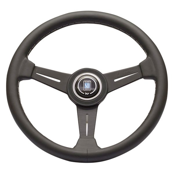  Nardi® - 3-Spoke ND Classic Series Leather Black Steering Wheel with Blue Stitching