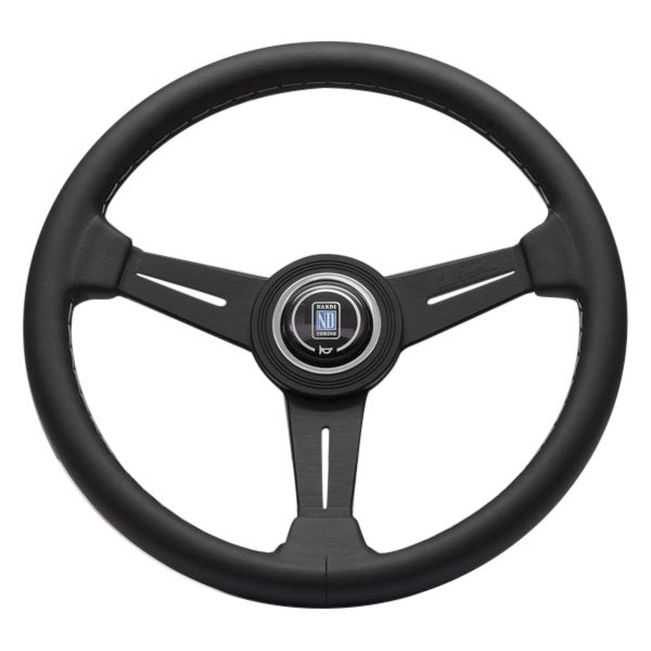 Nardi® - 3-Spoke ND Classic Series Leather Black Steering Wheel with Gray Stitching