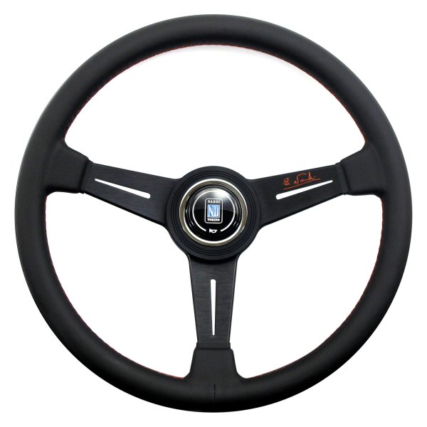  Nardi® - 3-Spoke ND Classic Series Leather Black Steering Wheel with Black Spokes and Orange Stitching