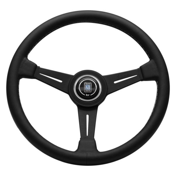 Nardi® - 3-Spoke ND Classic Series Leather Black Steering Wheel with Black Spokes