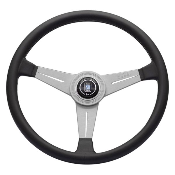 Nardi® - 3-Spoke ND Classic Series Leather Black Steering Wheel with White Spokes