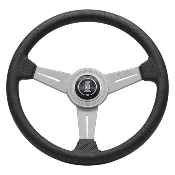 Nardi® - 3-Spoke ND Classic Series Perforated Leather Black Steering Wheel with White Spokes