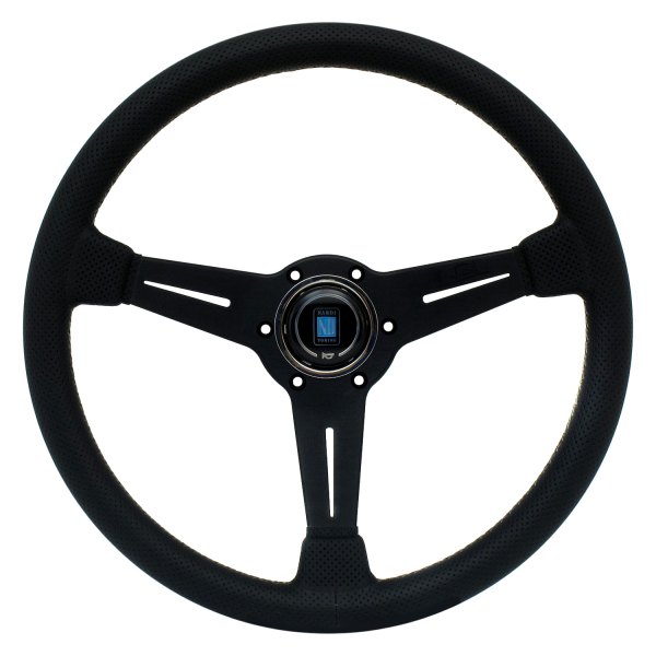 Nardi® - 3-Spoke ND Classic Series Perforated Leather Black Steering Wheel with Gray Stitching