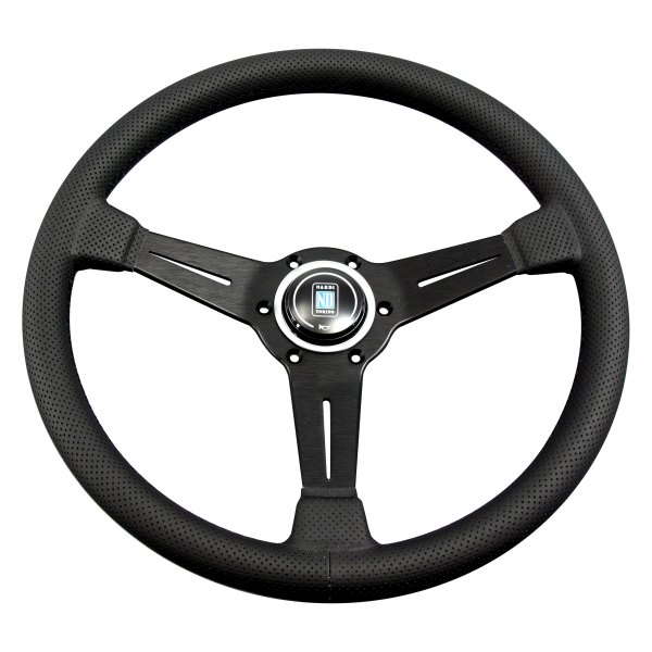 Nardi® - 3-Spoke ND Classic Series Perforated Leather Black Steering Wheel with Black Stitching
