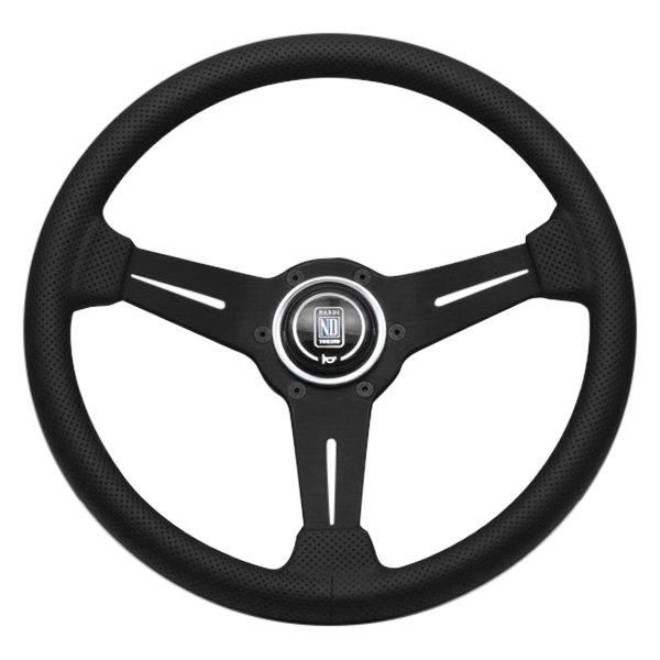 Nardi® - 3-Spoke ND Classic Series Perforated Leather Black Steering Wheel with Red Stitching
