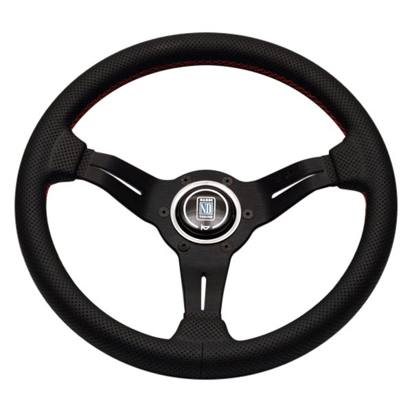 Nardi® - 3-Spoke Deep Corn Series Perforated Leather Steering Wheel with Red Stitching