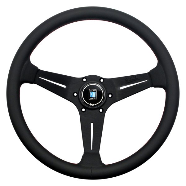 Nardi® - 3-Spoke Deep Corn Series Smooth Leather Steering Wheel with Red Stitching