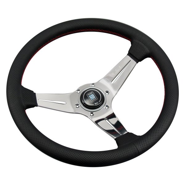 Nardi® - 3-Spoke Deep Corn Series Perforated Leather Steering Wheel with Red Stitching