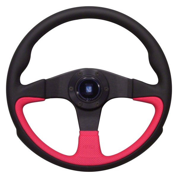 Nardi® - 3-Spoke Challenge Series Smooth/Perforated Leather Black/Red Steering Wheel