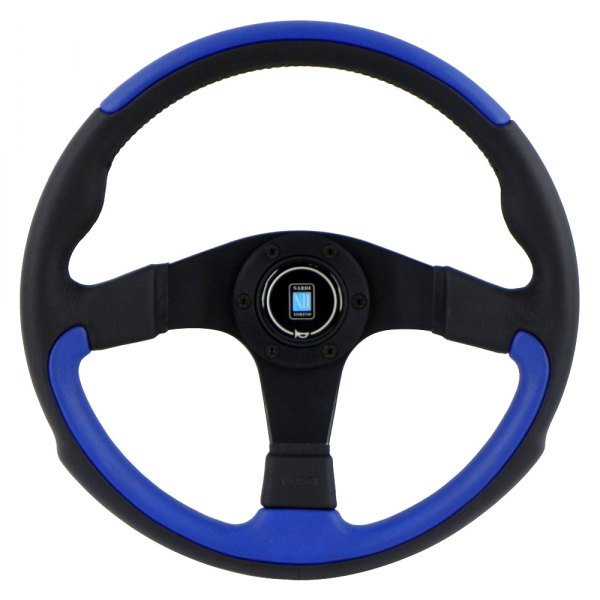 Nardi® - 3-Spoke Leader Series Leather Black/Blue Steering Wheel